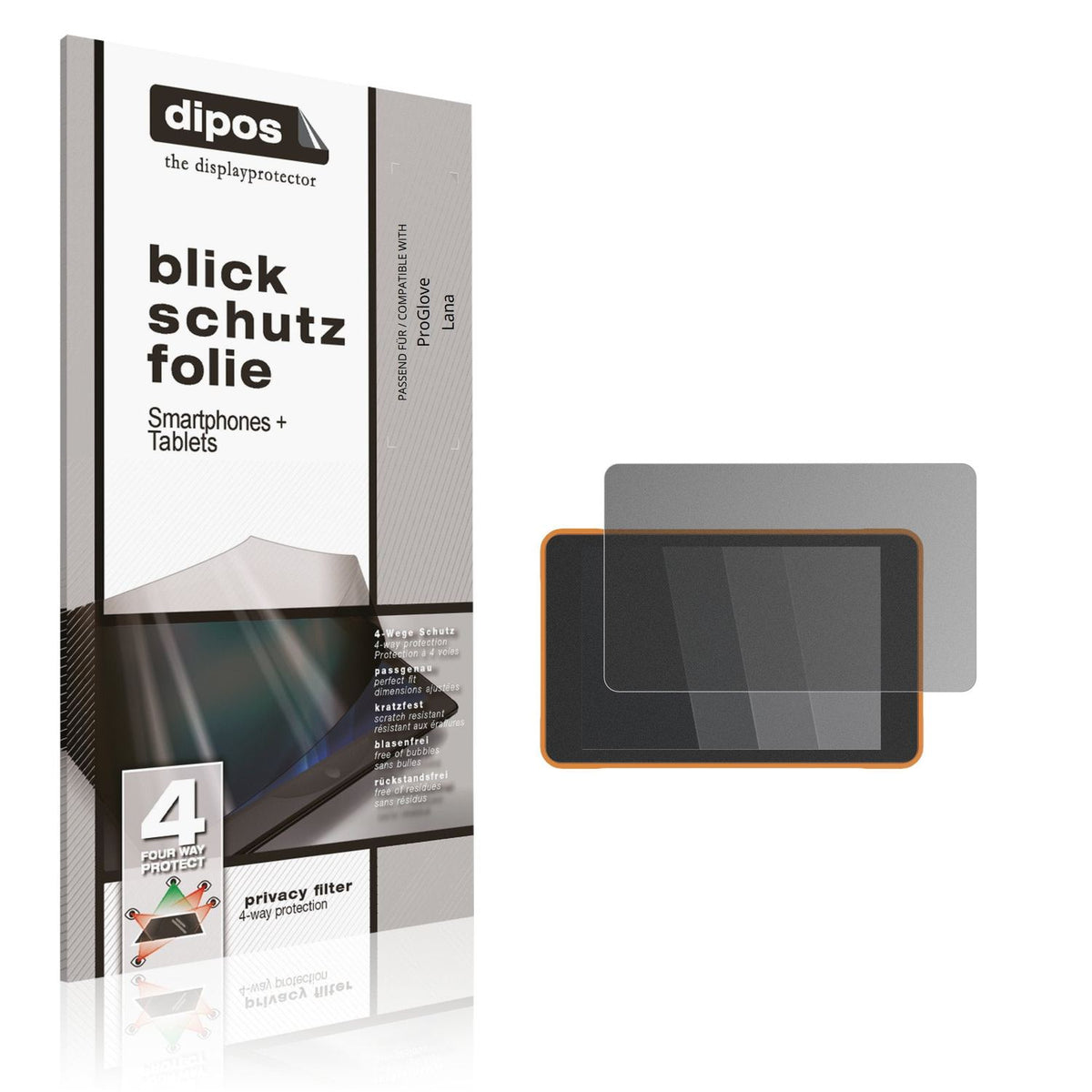 Blickschutzfolie von dipos passend für ProGlove Lana, präziser Zuschnitt und blasenfrei montiert
