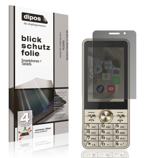 Blickschutzfolie von dipos passend für PUSOKEI Senioren-Handy 3.5 Zoll 4G, präziser Zuschnitt und blasenfrei montiert