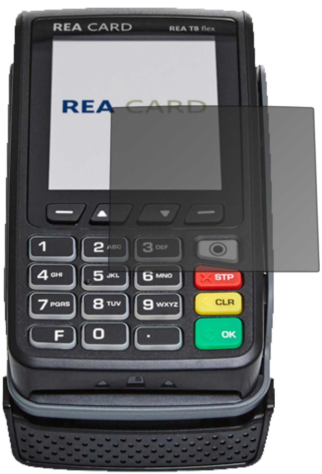 Blickschutzfolie von dipos passend für REA CARD T8 flex Terminal, präziser Zuschnitt und blasenfrei montiert