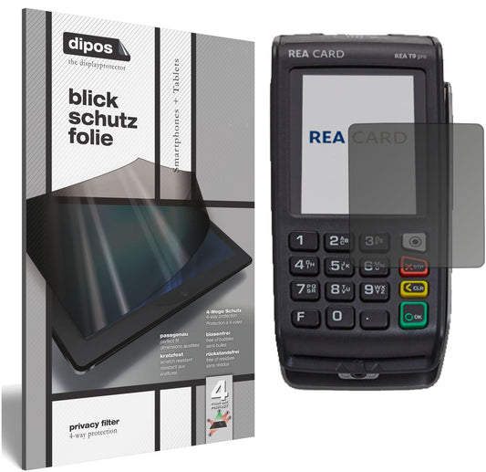 Blickschutzfolie von dipos passend für REA CARD T9 pro Terminal, präziser Zuschnitt und blasenfrei montiert