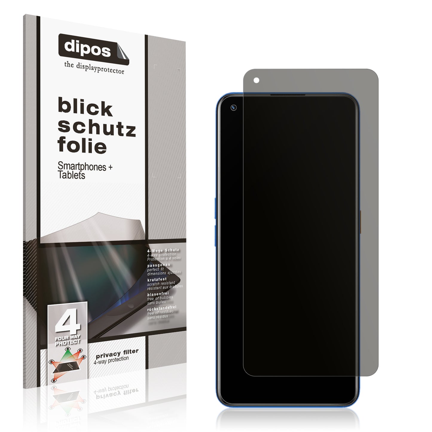 Blickschutzfolie von dipos passend für Realme GT NEO 3T, präziser Zuschnitt und blasenfrei montiert