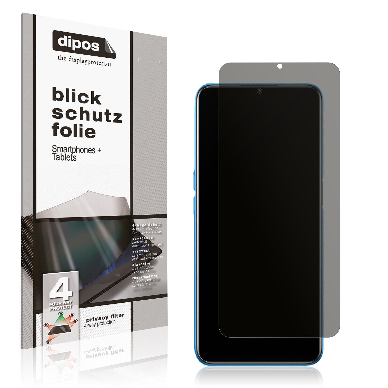 Blickschutzfolie von dipos passend für Realme V11S, präziser Zuschnitt und blasenfrei montiert