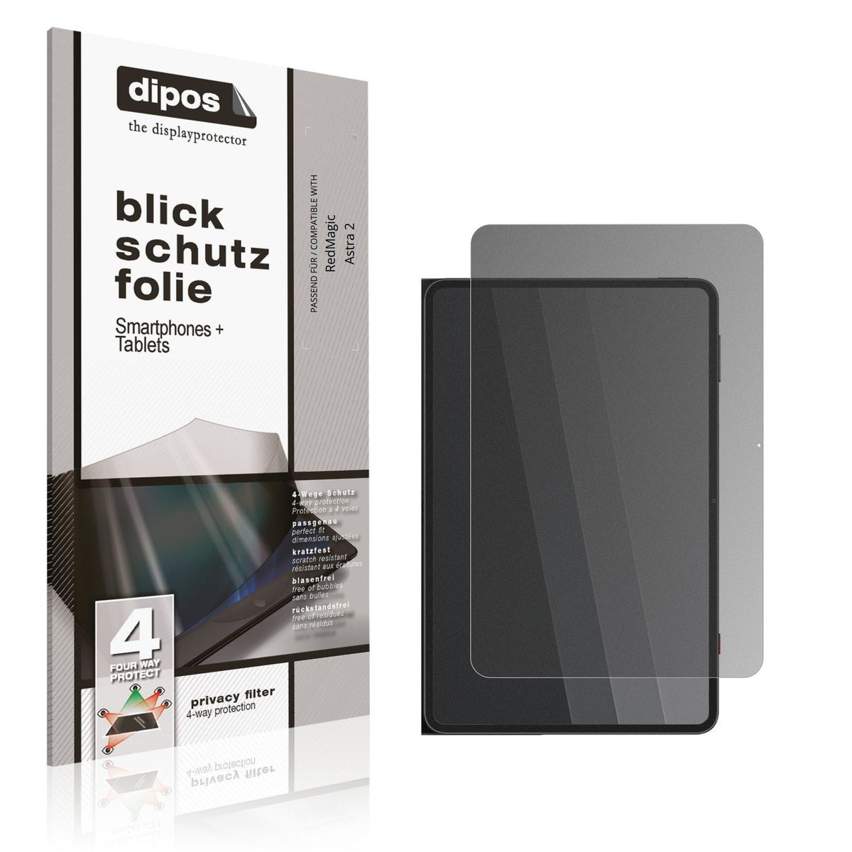 Blickschutzfolie von dipos passend für RedMagic Astra 2, präziser Zuschnitt und blasenfrei montiert