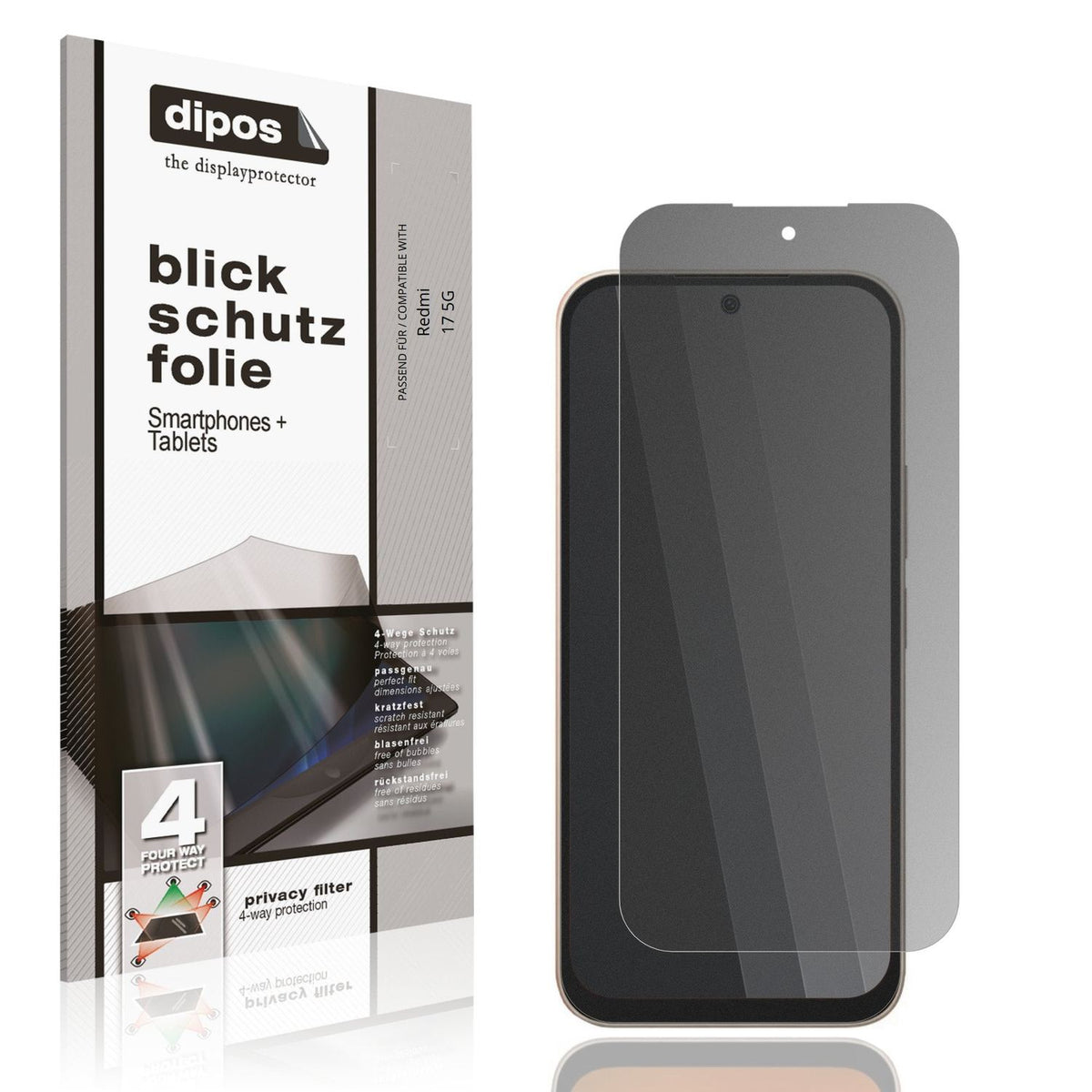 Blickschutzfolie von dipos passend für Redmi 17 5G, präziser Zuschnitt und blasenfrei montiert