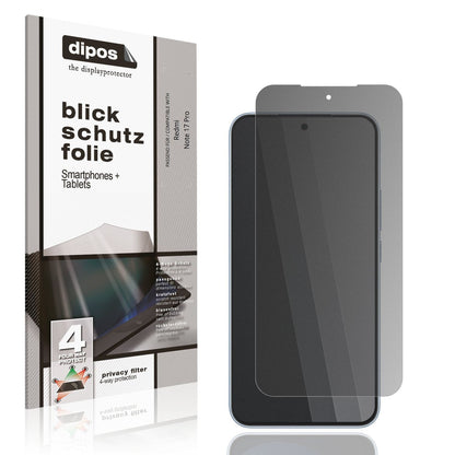 Blickschutzfolie von dipos passend für Redmi Note 17 Pro, präziser Zuschnitt und blasenfrei montiert