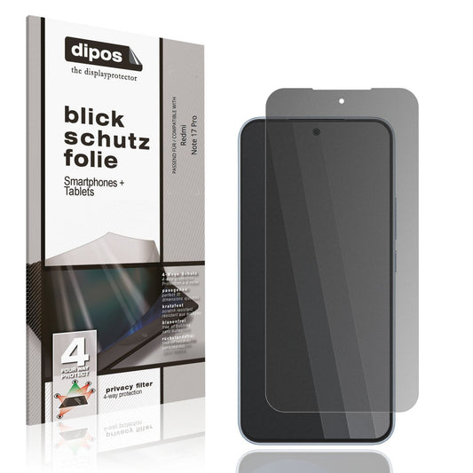 Blickschutzfolie von dipos passend für Redmi Note 17 Pro, präziser Zuschnitt und blasenfrei montiert