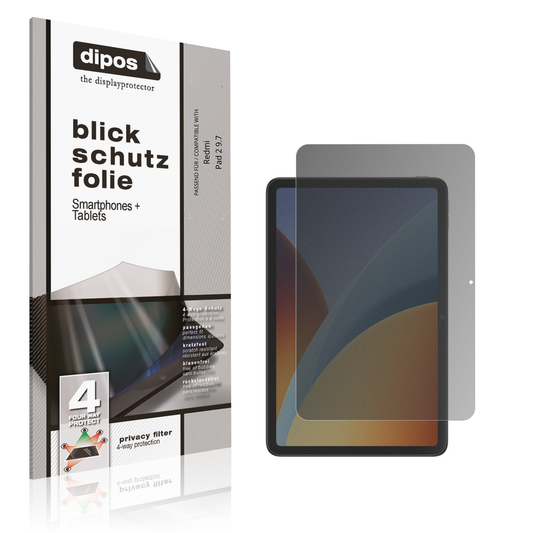 Blickschutzfolie von dipos passend für Redmi Pad 2 9.7, präziser Zuschnitt und blasenfrei montiert