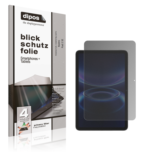 Blickschutzfolie von dipos passend für Redmi Pad 2 SE, präziser Zuschnitt und blasenfrei montiert