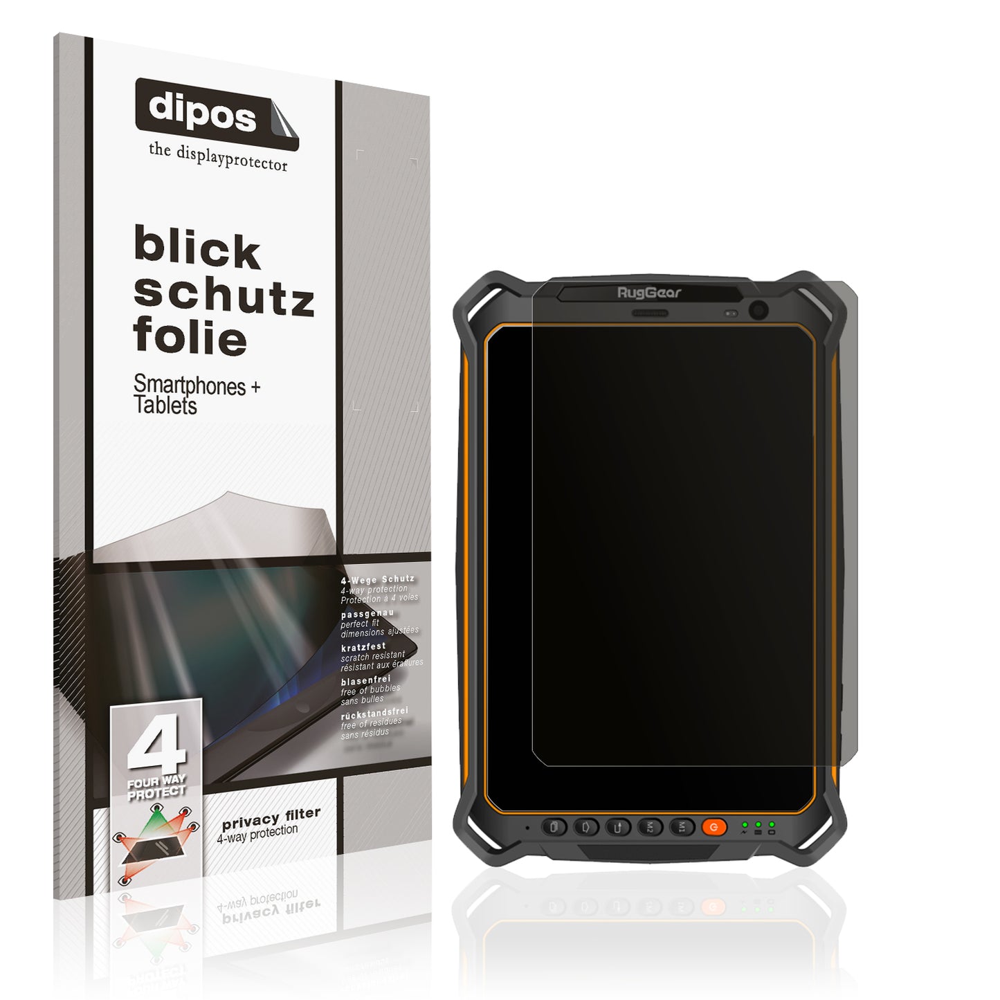 Blickschutzfolie von dipos passend für RugGear RG930i, präziser Zuschnitt und blasenfrei montiert