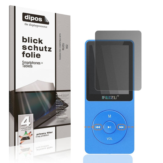 Blickschutzfolie von dipos passend für RUIZU X02, präziser Zuschnitt und blasenfrei montiert