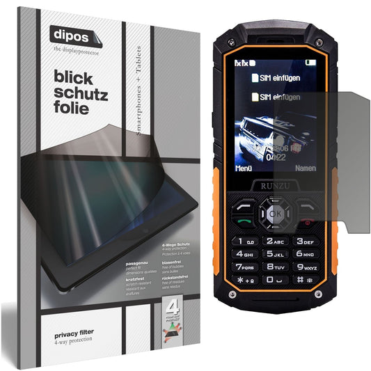 Blickschutzfolie von dipos passend für Runzu M8, präziser Zuschnitt und blasenfrei montiert