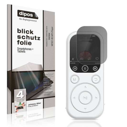 Blickschutzfolie von dipos passend für RWSRW MP301-BS MP3-Player, präziser Zuschnitt und blasenfrei montiert