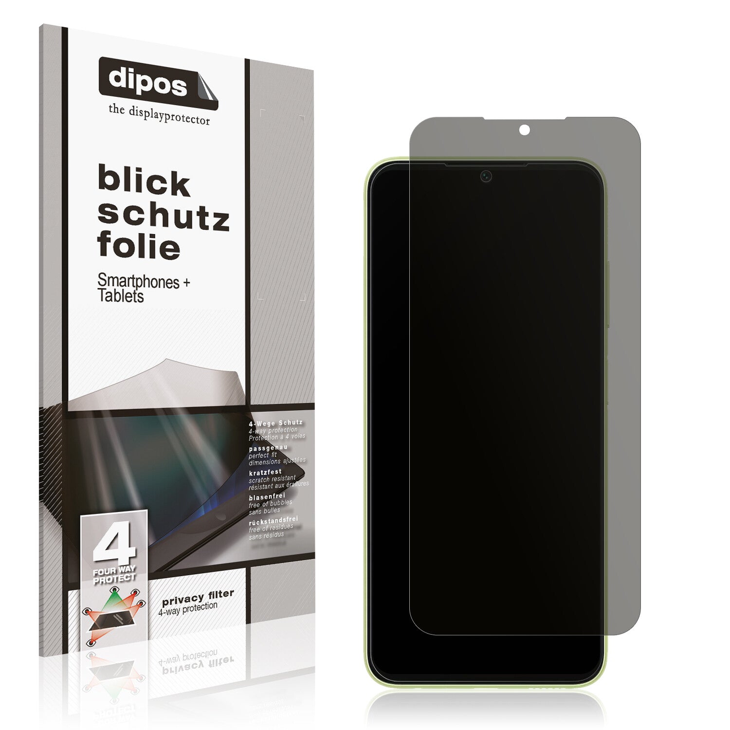 Blickschutzfolie von dipos passend für Samsung Galaxy A05s, präziser Zuschnitt und blasenfrei montiert