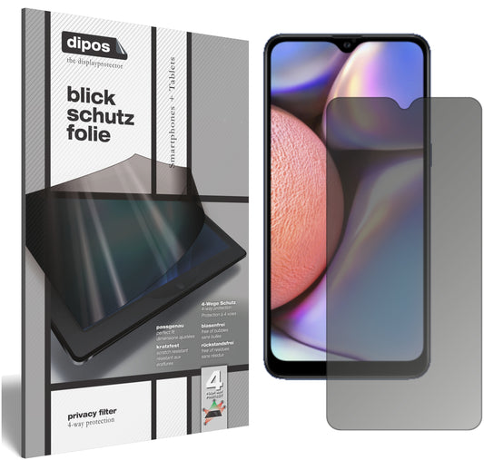Blickschutzfolie von dipos passend für Samsung Galaxy A10e, präziser Zuschnitt und blasenfrei montiert