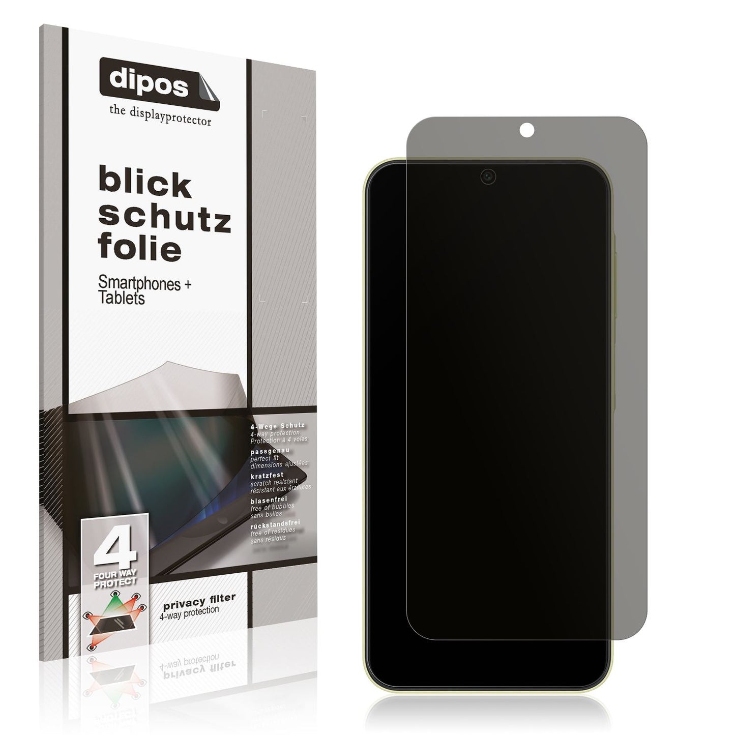 Blickschutzfolie von dipos passend für SAMSUNG Galaxy A25 5G, präziser Zuschnitt und blasenfrei montiert