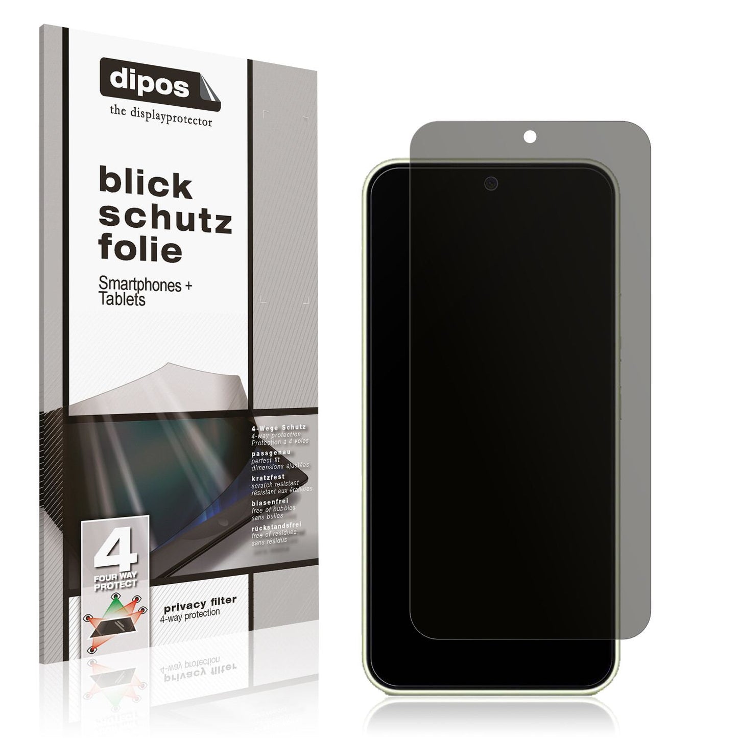 Blickschutzfolie von dipos passend für Samsung Galaxy A54, präziser Zuschnitt und blasenfrei montiert