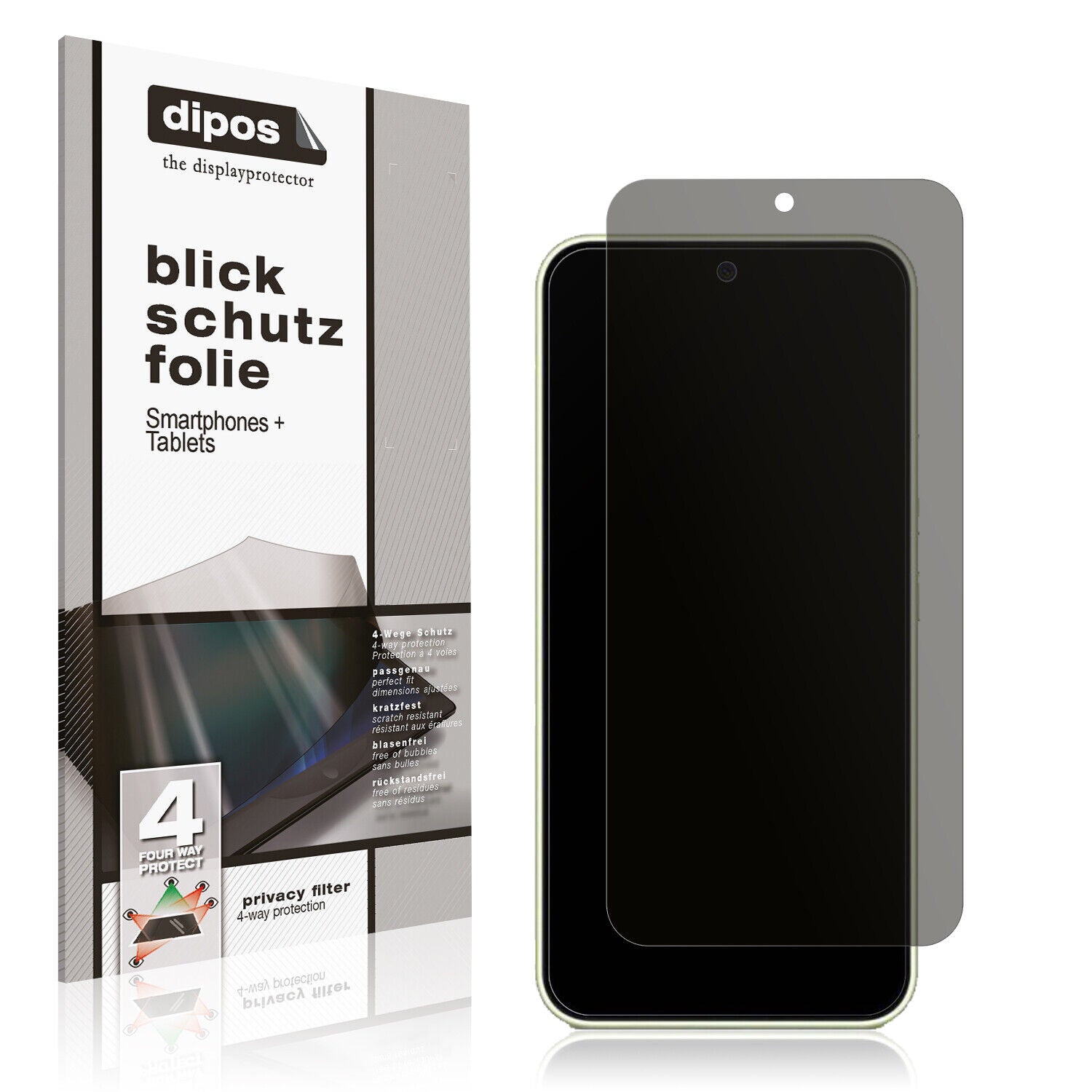 Blickschutzfolie von dipos passend für Samsung Galaxy A54, präziser Zuschnitt und blasenfrei montiert