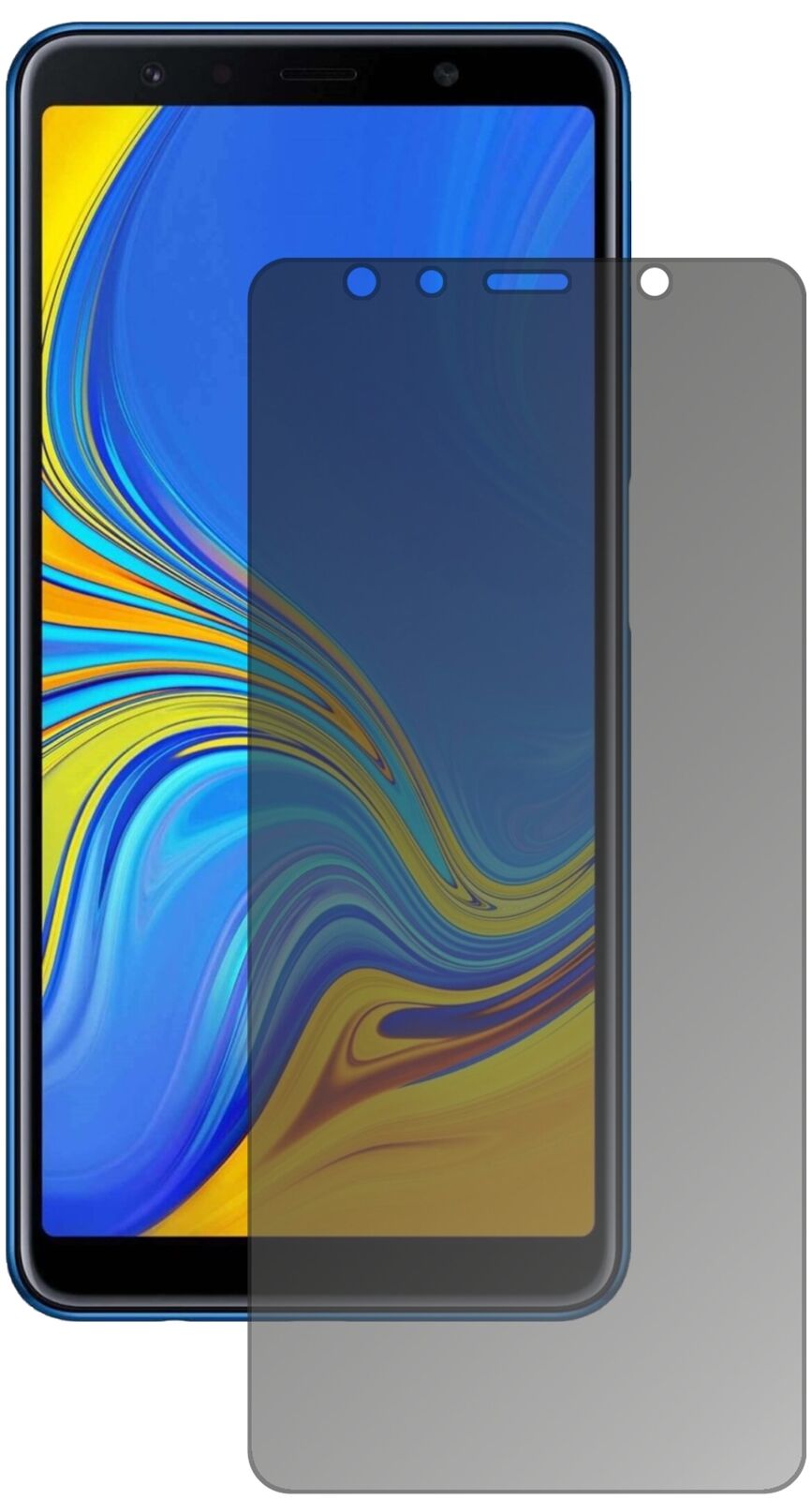 Blickschutzfolie von dipos passend für Samsung Galaxy A7 (2018), präziser Zuschnitt und blasenfrei montiert