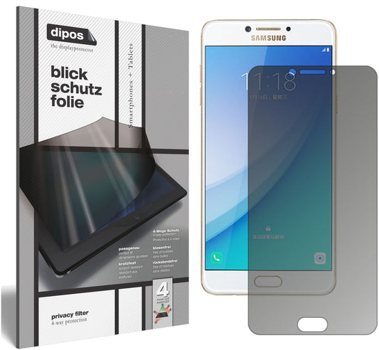 Blickschutzfolie von dipos passend für Samsung Galaxy C7 Pro, präziser Zuschnitt und blasenfrei montiert