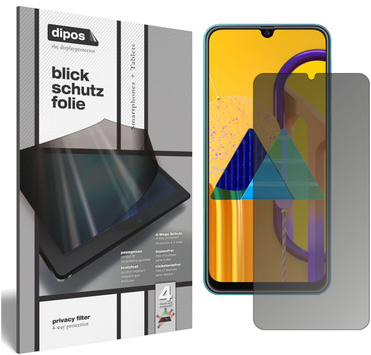 Blickschutzfolie von dipos passend für Samsung Galaxy M31s, präziser Zuschnitt und blasenfrei montiert