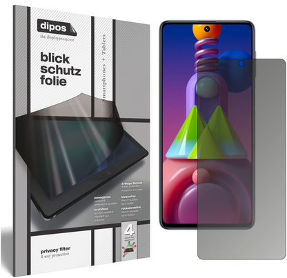 Blickschutzfolie von dipos passend für Samsung Galaxy M51, präziser Zuschnitt und blasenfrei montiert