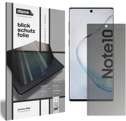 Blickschutzfolie von dipos passend für Samsung Galaxy Note 10 5G, präziser Zuschnitt und blasenfrei montiert