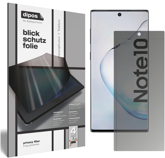 Blickschutzfolie von dipos passend für Samsung Galaxy Note 10 5G, präziser Zuschnitt und blasenfrei montiert
