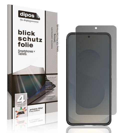 Blickschutzfolie von dipos passend für Samsung Galaxy S26 Plus Case Friendly, präziser Zuschnitt und blasenfrei montiert