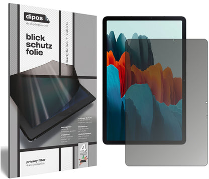 Blickschutzfolie von dipos passend für Samsung Galaxy Tab S7, präziser Zuschnitt und blasenfrei montiert
