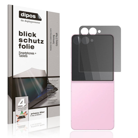 Blickschutzfolie von dipos passend für Samsung Galaxy Z Flip8 Aussenseite, präziser Zuschnitt und blasenfrei montiert