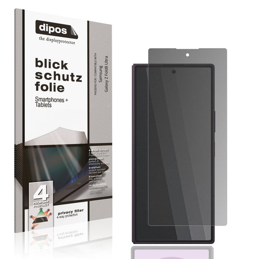 Blickschutzfolie von dipos passend für Samsung Galaxy Z Fold8 Ultra Aussenseite, präziser Zuschnitt und blasenfrei montiert