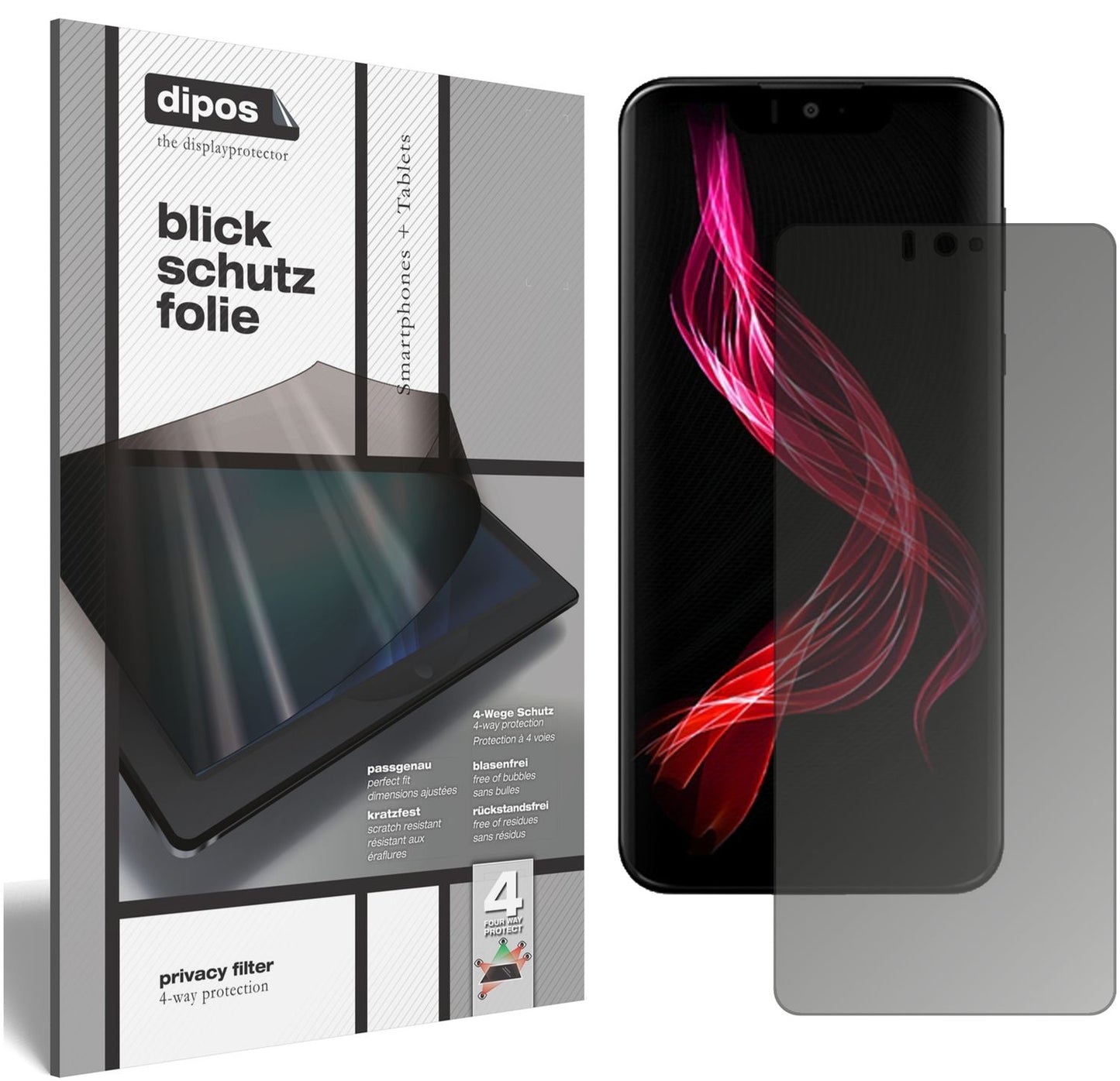 Blickschutzfolie von dipos passend für Sharp Aquos Zero, präziser Zuschnitt und blasenfrei montiert