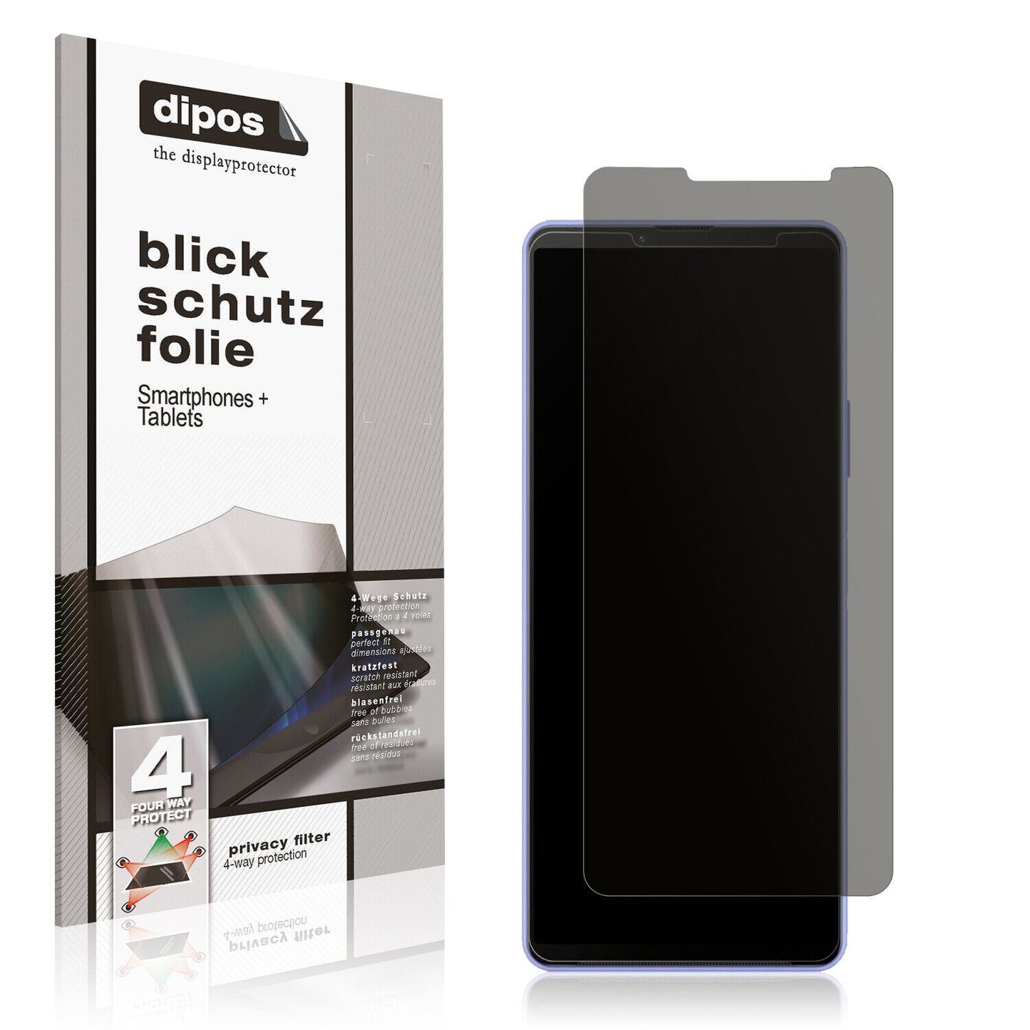 Blickschutzfolie von dipos passend für Sony Xperia 10 IV, präziser Zuschnitt und blasenfrei montiert
