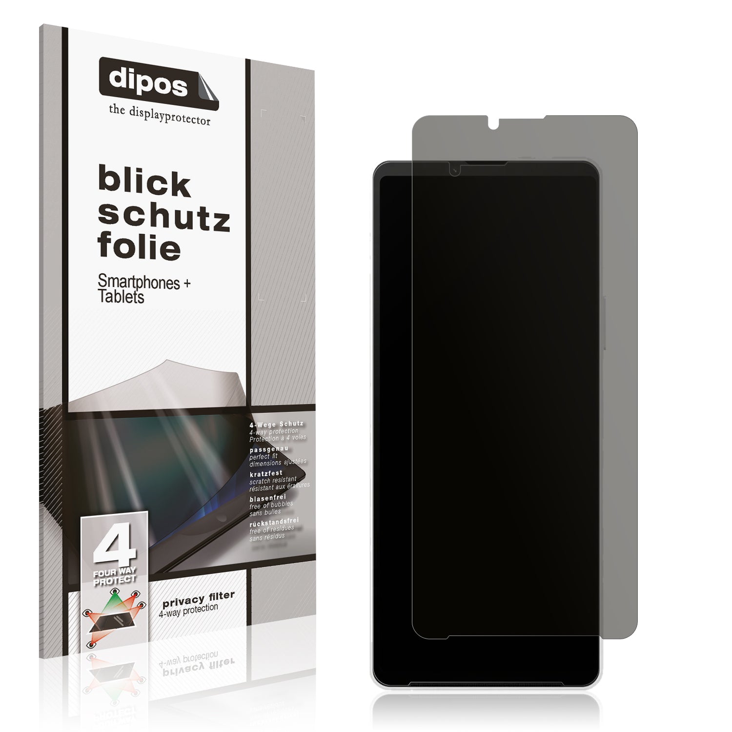 Blickschutzfolie von dipos passend für Sony Xperia 10 VI, präziser Zuschnitt und blasenfrei montiert
