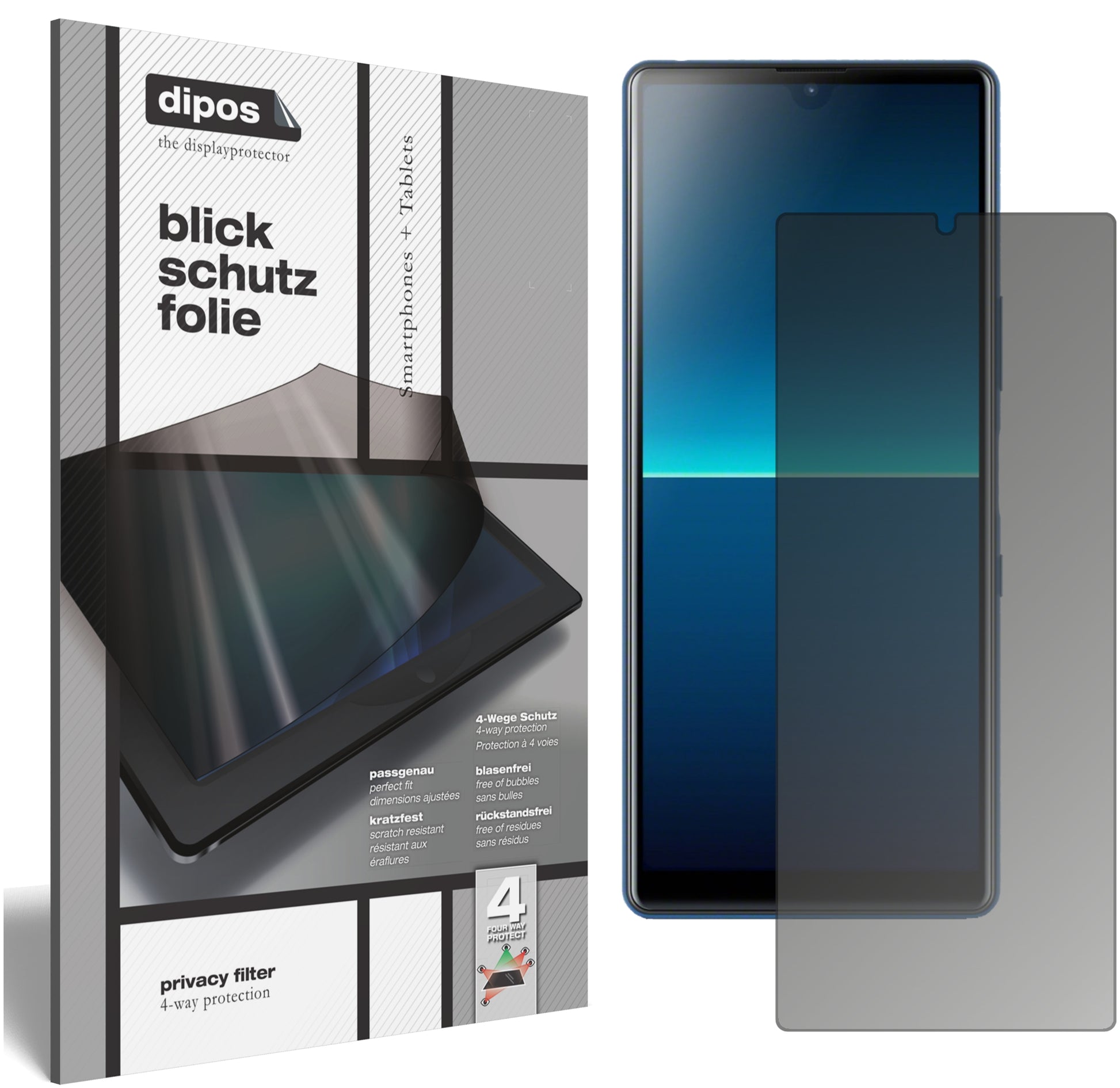 Blickschutzfolie von dipos passend für Sony Xperia L4, präziser Zuschnitt und blasenfrei montiert
