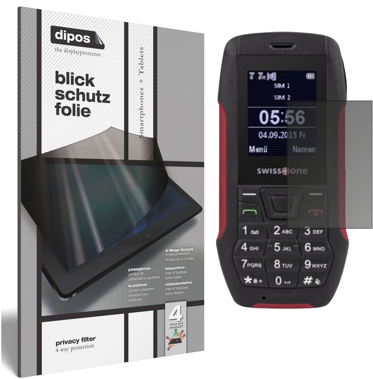 Blickschutzfolie von dipos passend für Swisstone SX 567, präziser Zuschnitt und blasenfrei montiert