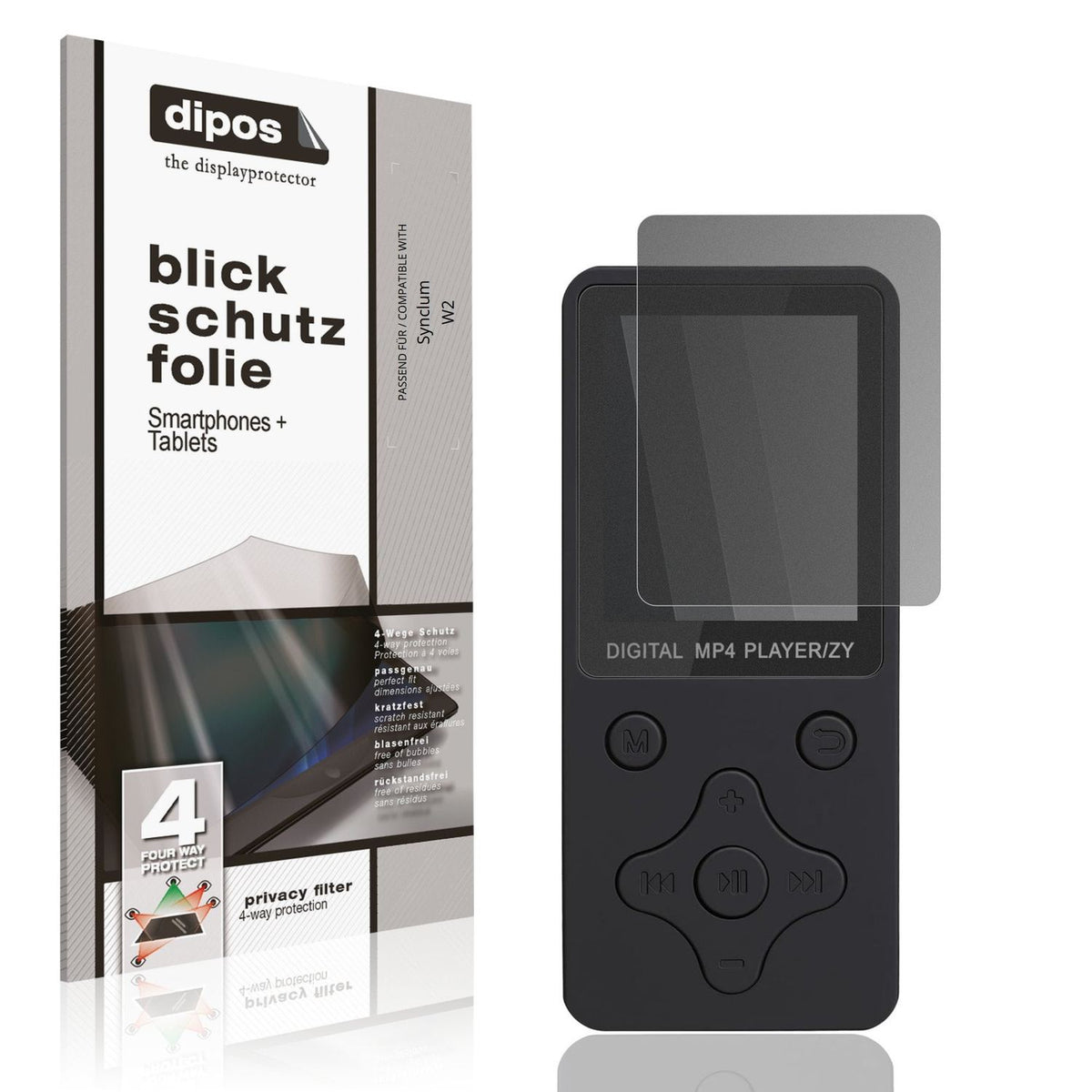Blickschutzfolie von dipos passend für Synclum W2, präziser Zuschnitt und blasenfrei montiert
