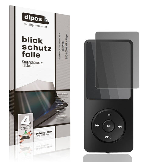 Blickschutzfolie von dipos passend für Tarswesi BFQ-LCT01 MP3-Player, präziser Zuschnitt und blasenfrei montiert