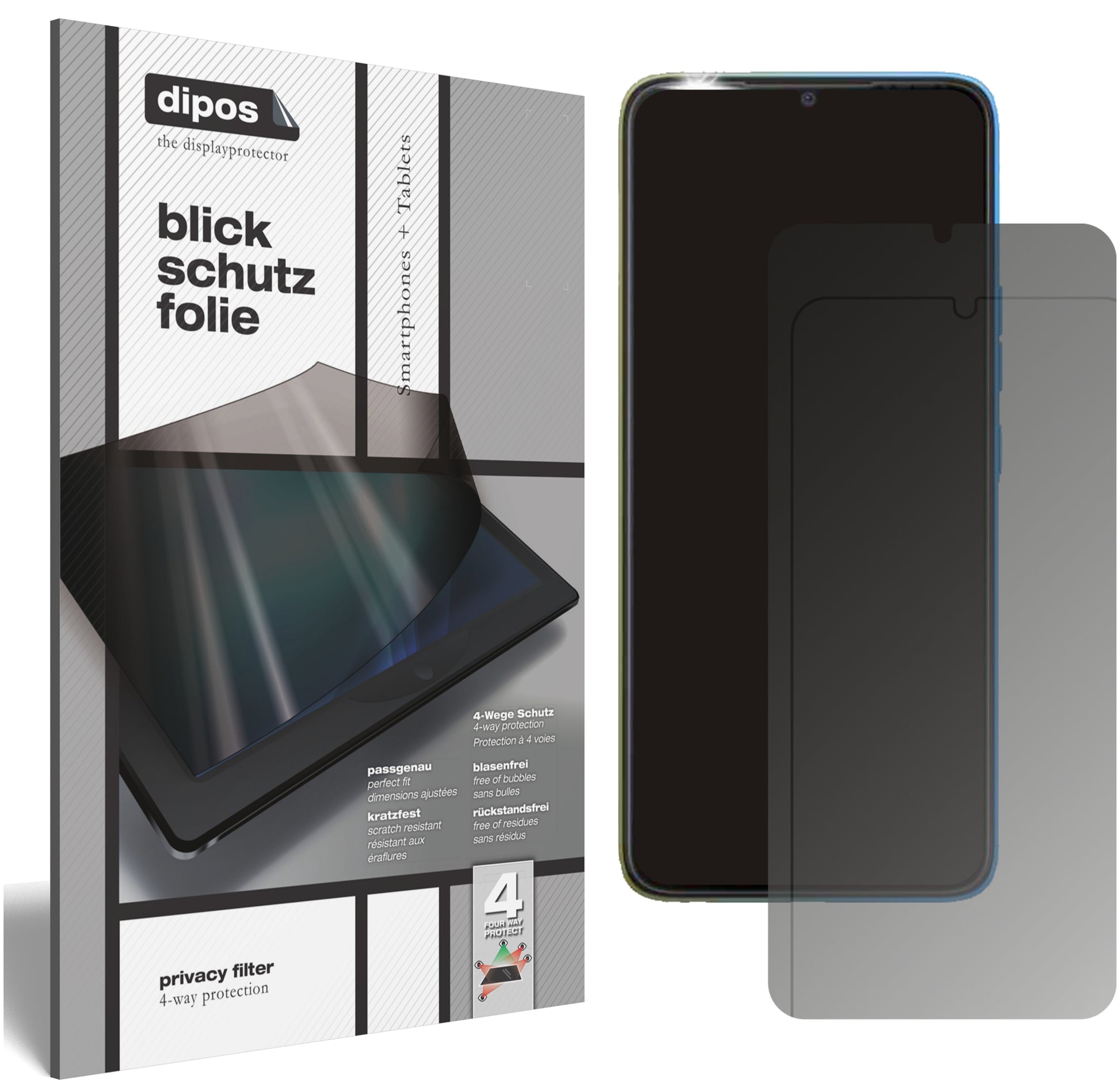 Blickschutzfolie von dipos passend für Tecno Pop 5 Pro, präziser Zuschnitt und blasenfrei montiert