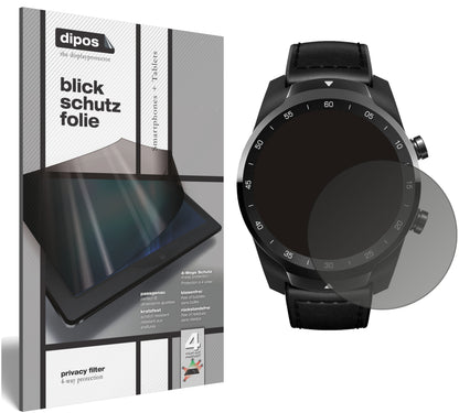 Blickschutzfolie von dipos passend für TicWatch Pro S, präziser Zuschnitt und blasenfrei montiert