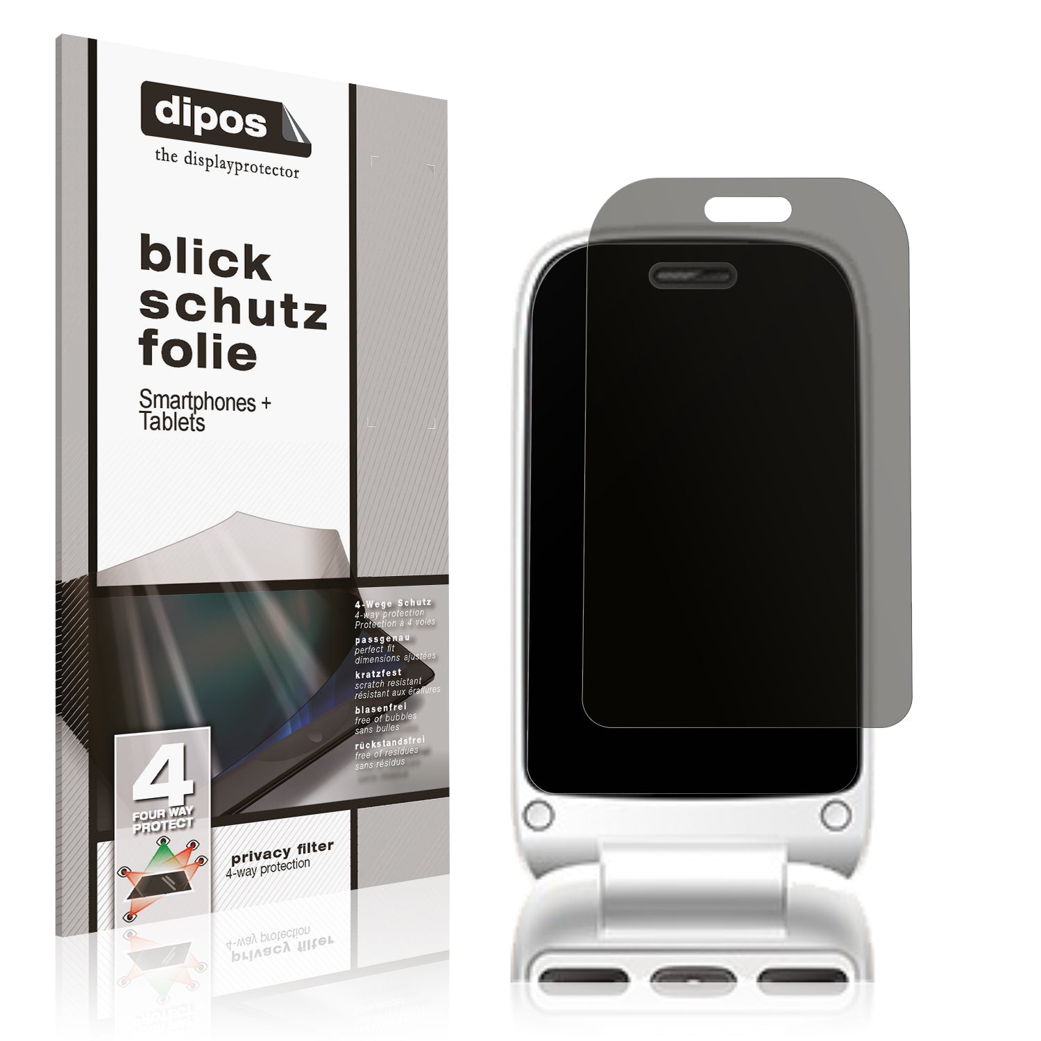 Blickschutzfolie von dipos passend für TRUE S70 Seniorenhandy, präziser Zuschnitt und blasenfrei montiert
