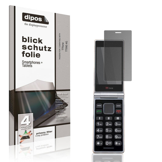 Blickschutzfolie von dipos passend für TTfone TT990 4G, präziser Zuschnitt und blasenfrei montiert