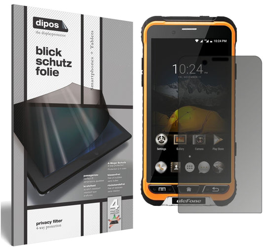 Blickschutzfolie von dipos passend für Ulefone Armor, präziser Zuschnitt und blasenfrei montiert