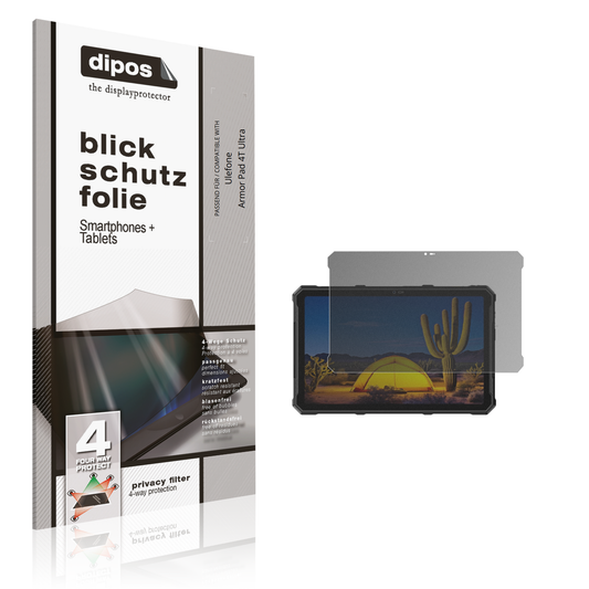 Blickschutzfolie von dipos passend für Ulefone Armor Pad 4T Ultra, präziser Zuschnitt und blasenfrei montiert