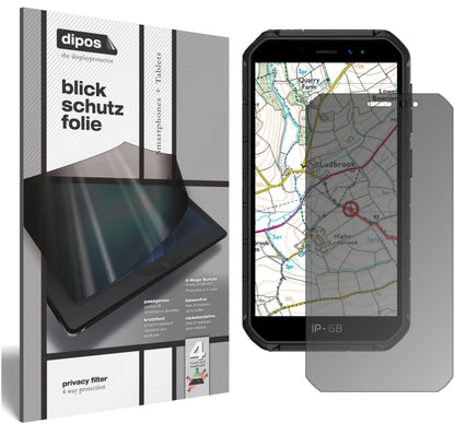 Blickschutzfolie von dipos passend für Ulefone Armor X7 Pro, präziser Zuschnitt und blasenfrei montiert