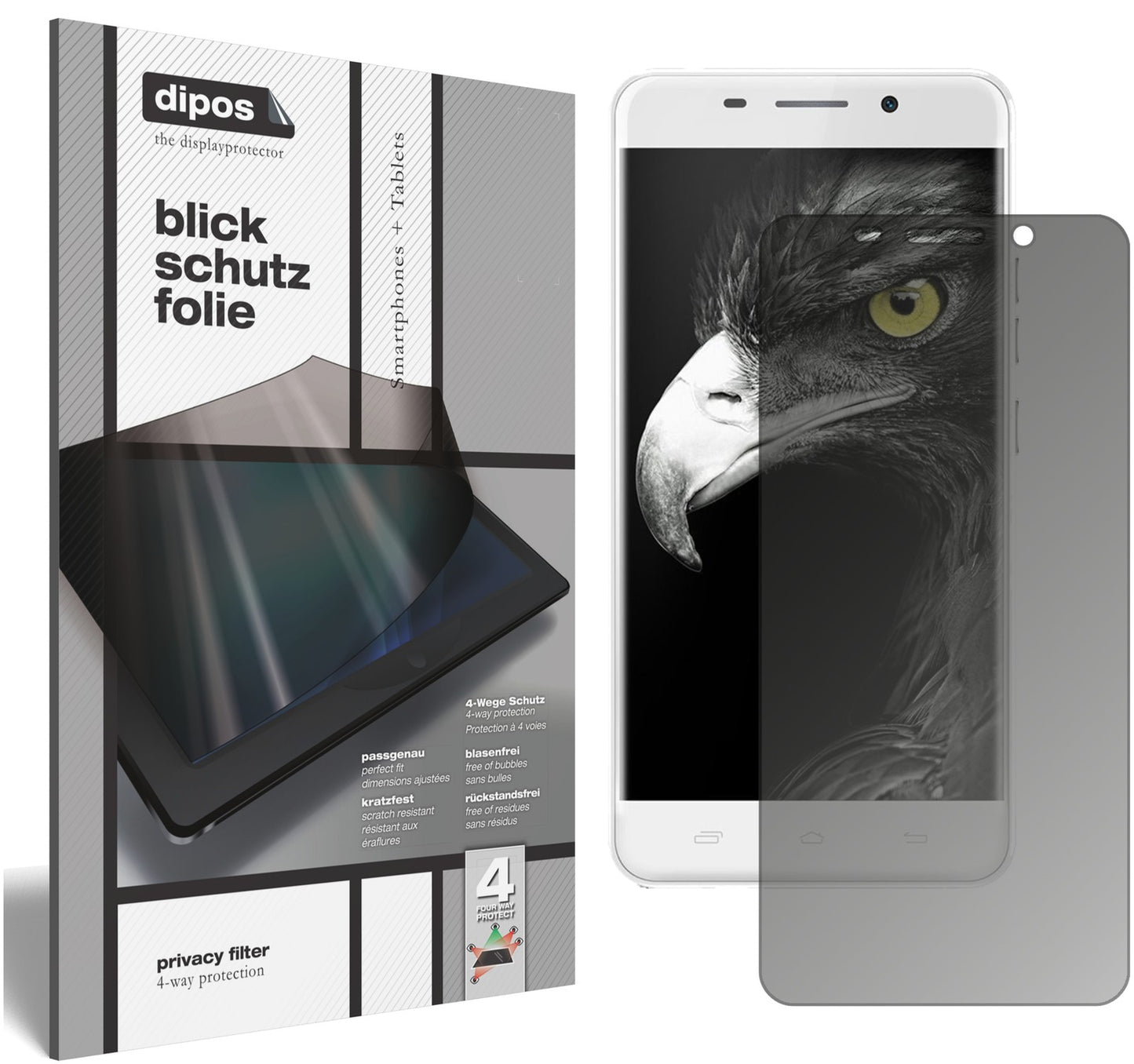 Blickschutzfolie von dipos passend für Ulefone Metal, präziser Zuschnitt und blasenfrei montiert