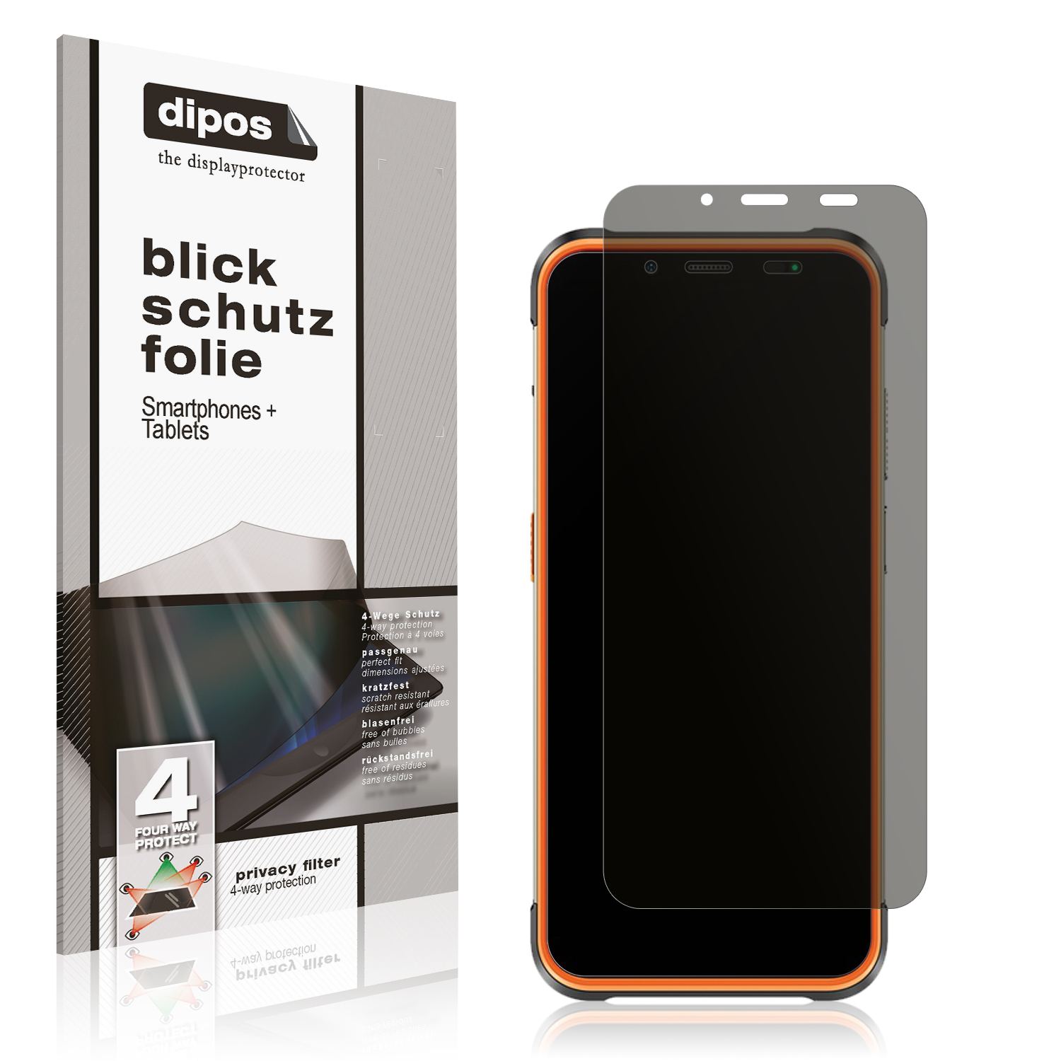 Blickschutzfolie von dipos passend für Ulefone Power Armor 16s, präziser Zuschnitt und blasenfrei montiert