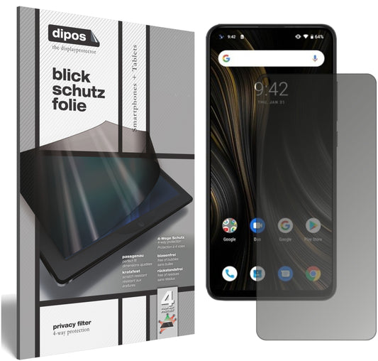 Blickschutzfolie von dipos passend für Umidigi Power 3, präziser Zuschnitt und blasenfrei montiert