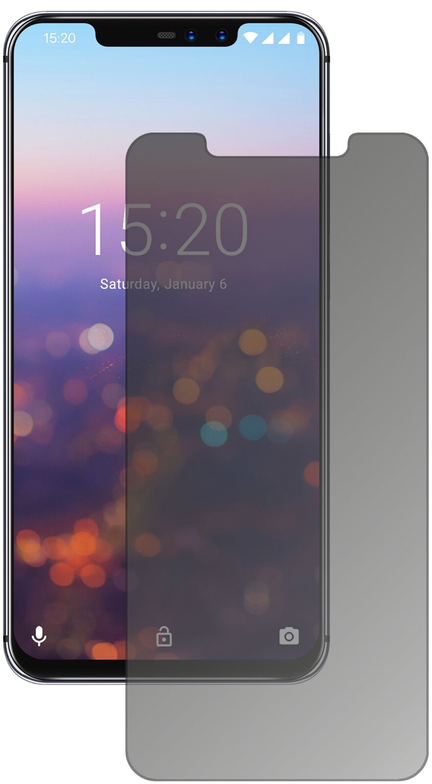 Blickschutzfolie von dipos passend für Umidigi Z2 Pro, präziser Zuschnitt und blasenfrei montiert