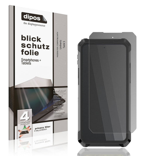 Blickschutzfolie von dipos passend für Unihertz Tank 5, präziser Zuschnitt und blasenfrei montiert